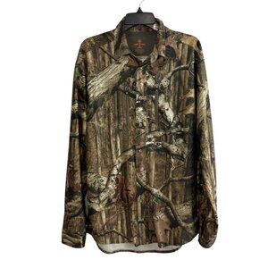 Game Winner Mens Shirt Size Medium Button Down Camo Long Sleeve Hunting Fishing